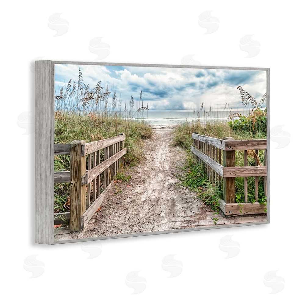 Mary Lou Johnson Beach Entrance Fence Gray Framed Giclee Wall Art Print