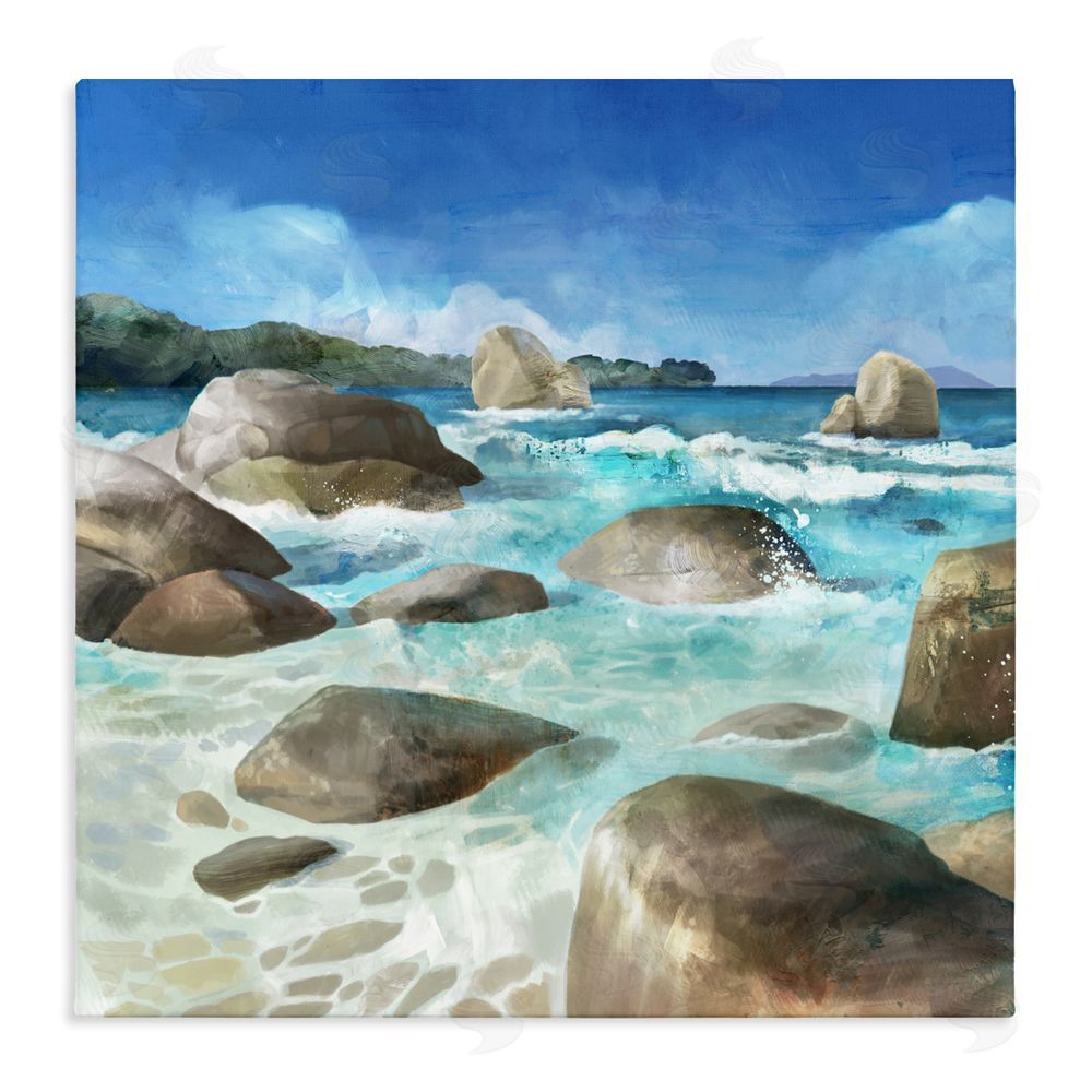 Mauro Devereaux Low Tide Rocks on Shore Stretched Canvas Wall Art