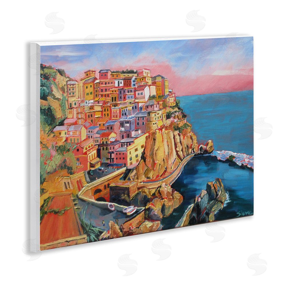 Maxine Shore Cinque Terre Seascape Architecture Wall Plaque Art Print