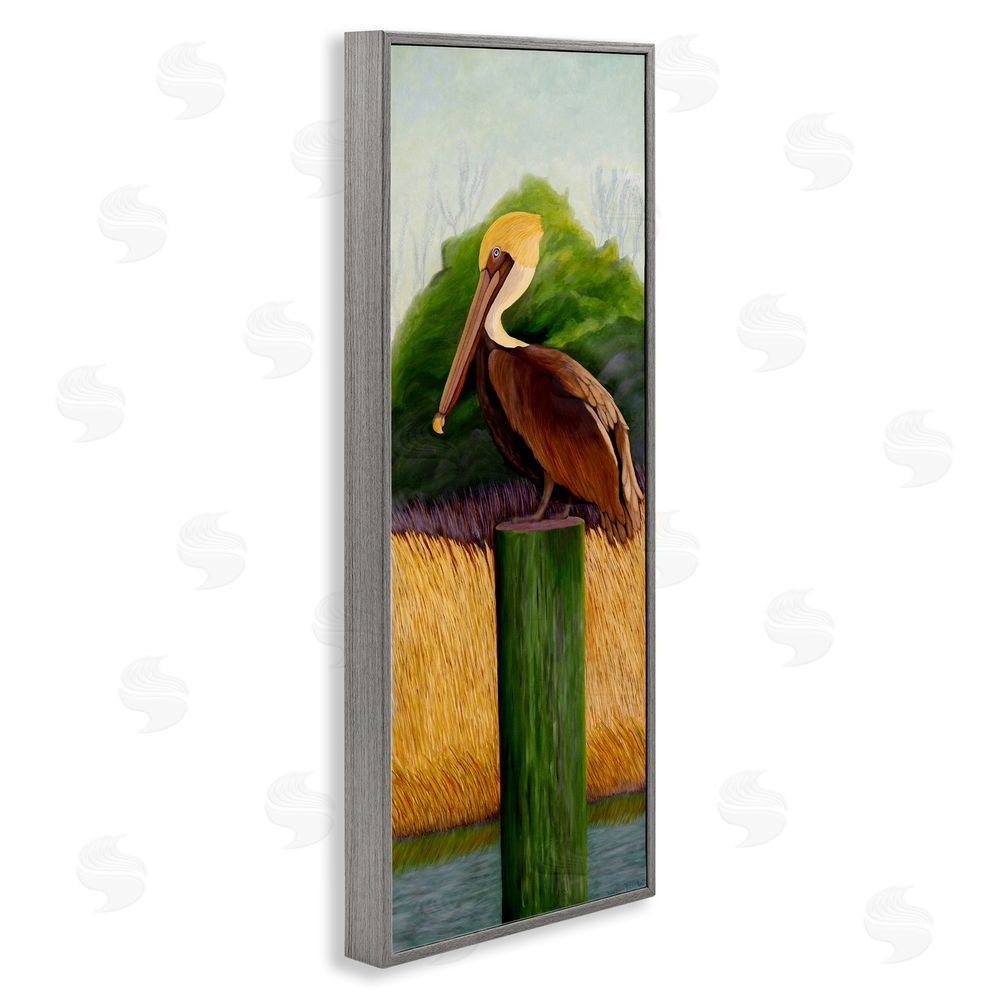 Barbara Fallenbaum Perched Blue Eyed Pelican Gray Framed Giclee Wall Art Print