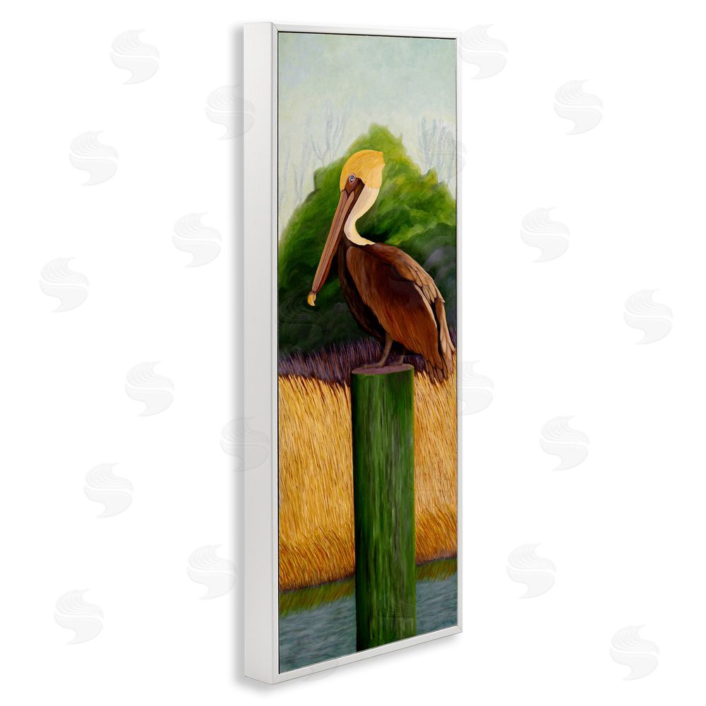 Barbara Fallenbaum Perched Blue Eyed Pelican White Framed Giclee Wall Art Print