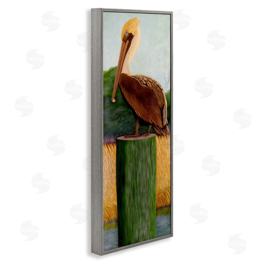 Barbara Fallenbaum Blue Eyed Pelican Gray Framed Giclee Wall Art Print