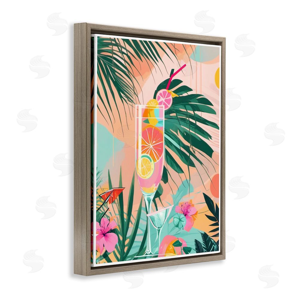 Tabz Jones Jungle Lemonade Cocktail Brown Floating Frame Canvas Wall Art