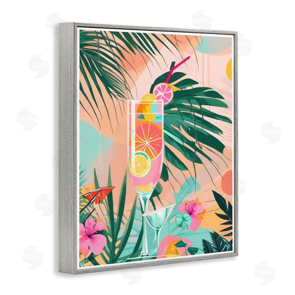 Tabz Jones Jungle Lemonade Cocktail Gray Framed Giclee Wall Art Print