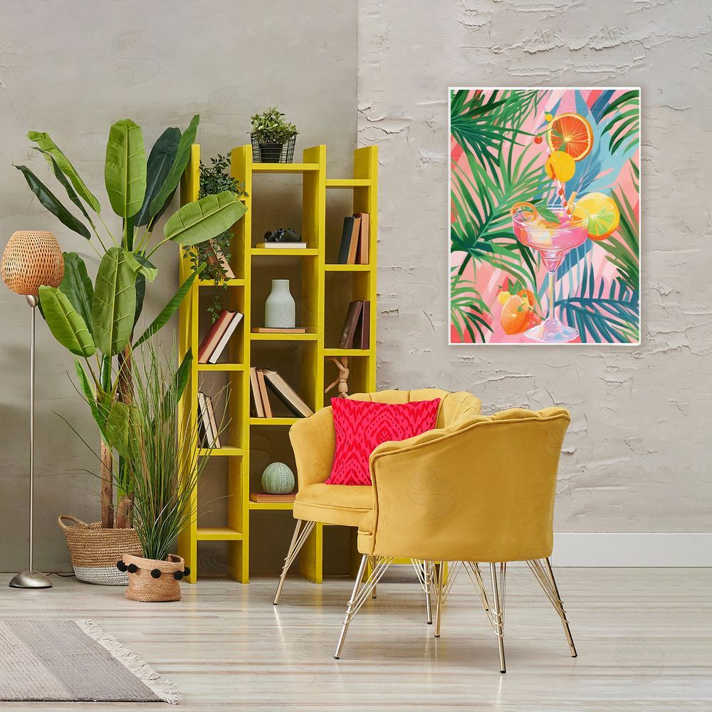 Tabz Jones Jungle Citrus Cocktail Stretched Canvas Wall Art in Room