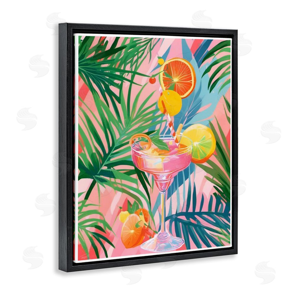 Tabz Jones Jungle Citrus Cocktail Black Floating Frame Canvas Wall Art