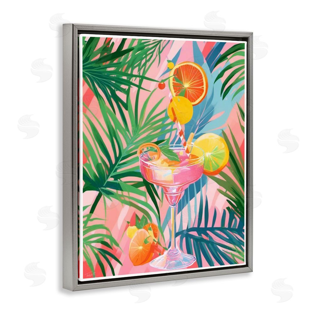 Tabz Jones Jungle Citrus Cocktail Gray Floating Frame Canvas Wall Art