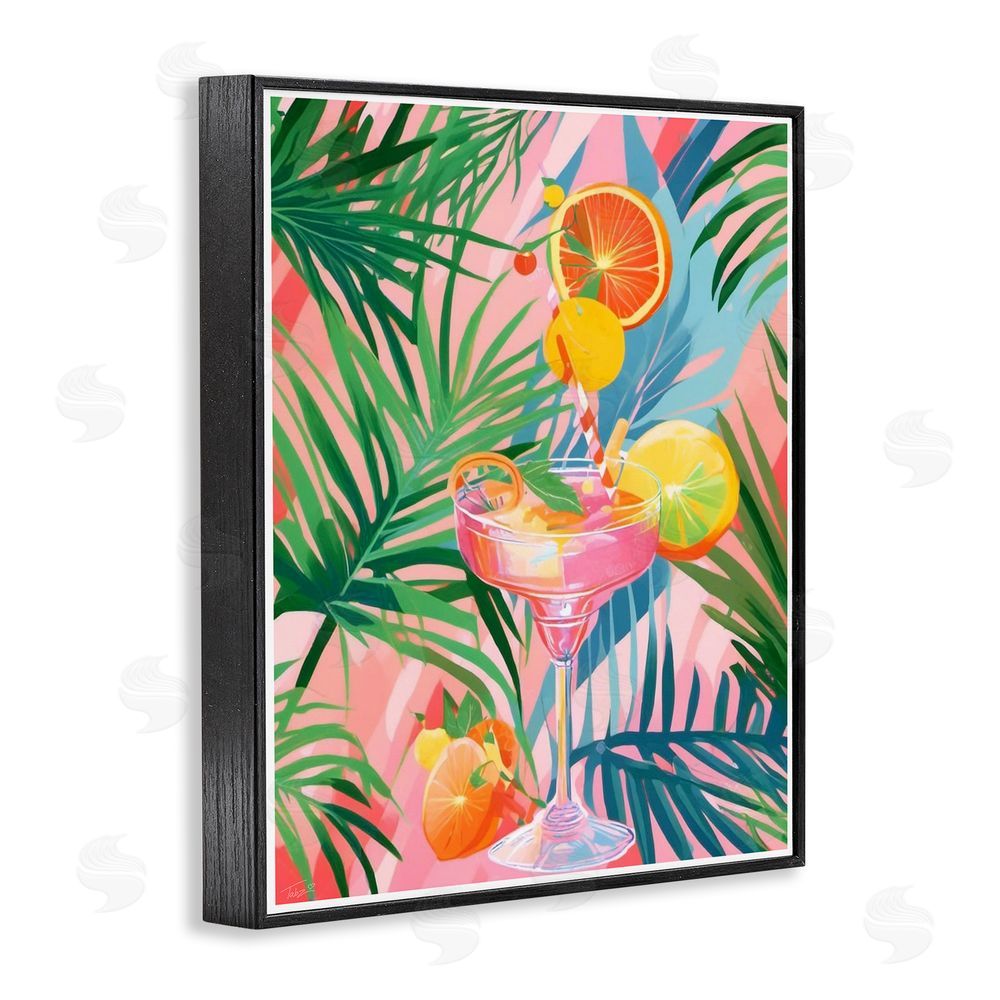 Tabz Jones Jungle Citrus Cocktail Blacked Framed Giclee Wall Art Print