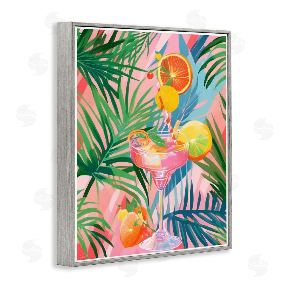 Tabz Jones Jungle Citrus Cocktail Gray Framed Giclee Wall Art Print