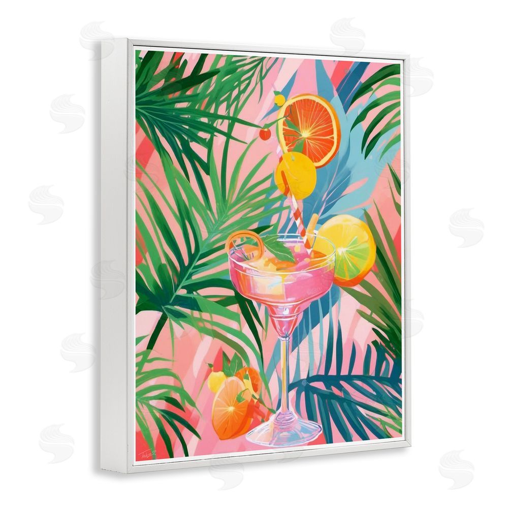 Tabz Jones Jungle Citrus Cocktail White Framed Giclee Wall Art Print