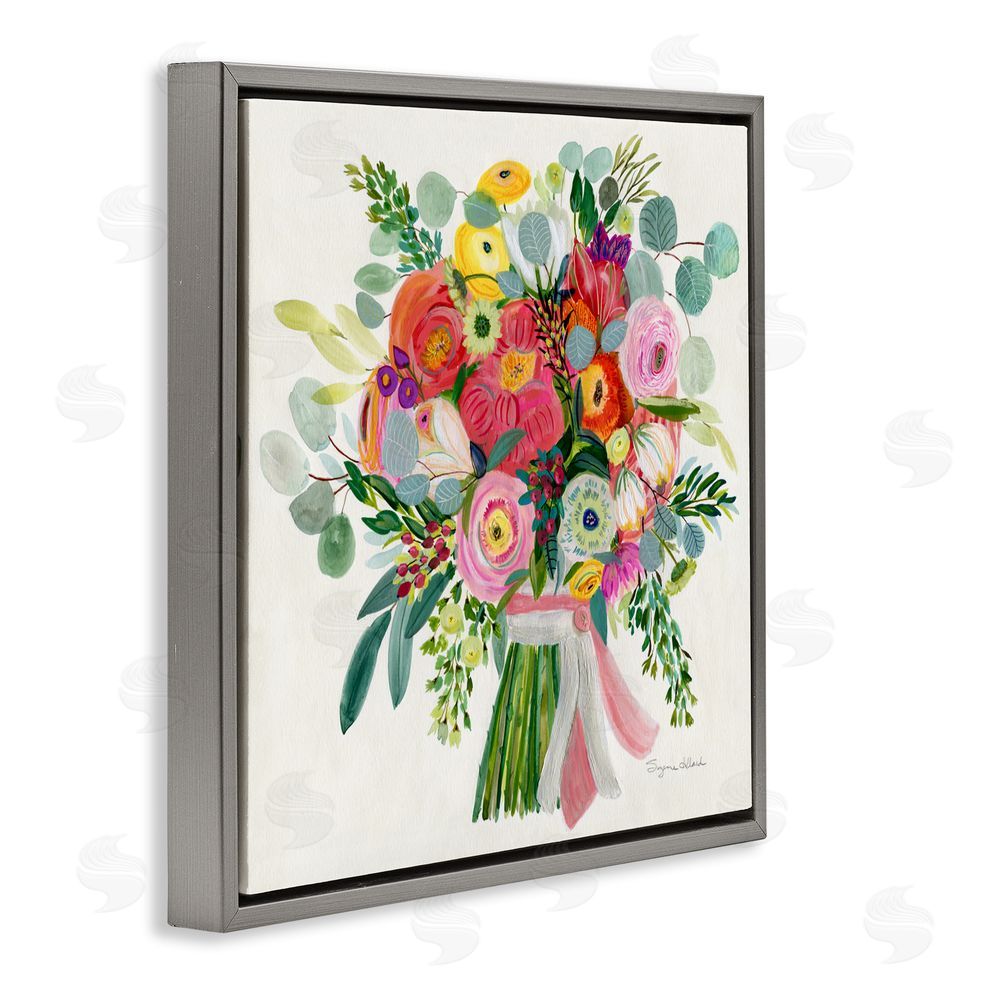 Suzanne Allard Constant Friend Bouquet Gray Floating Frame Canvas Wall Art Print