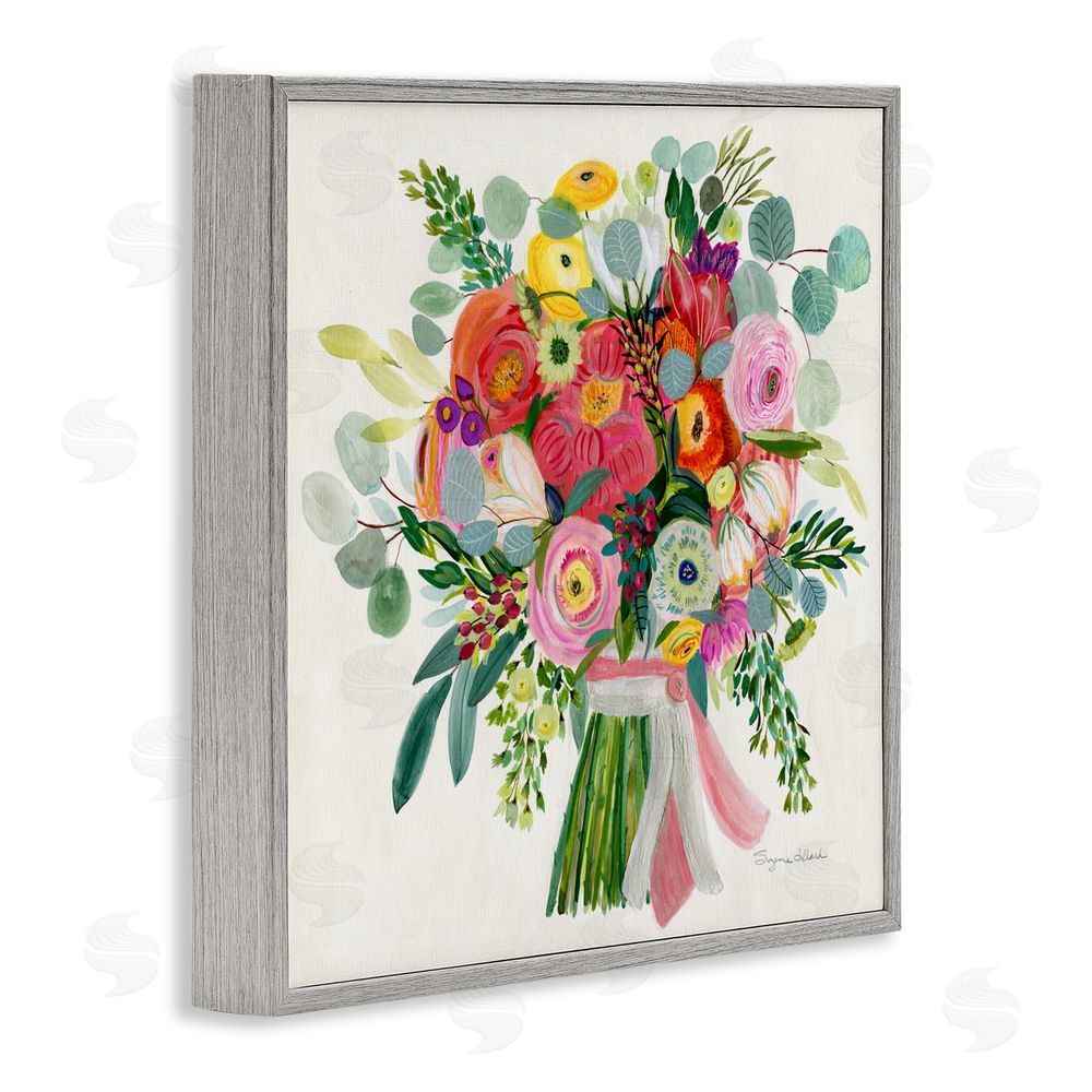 Suzanne Allard Constant Friend Bouquet Gray Framed Giclee Wall Art Print