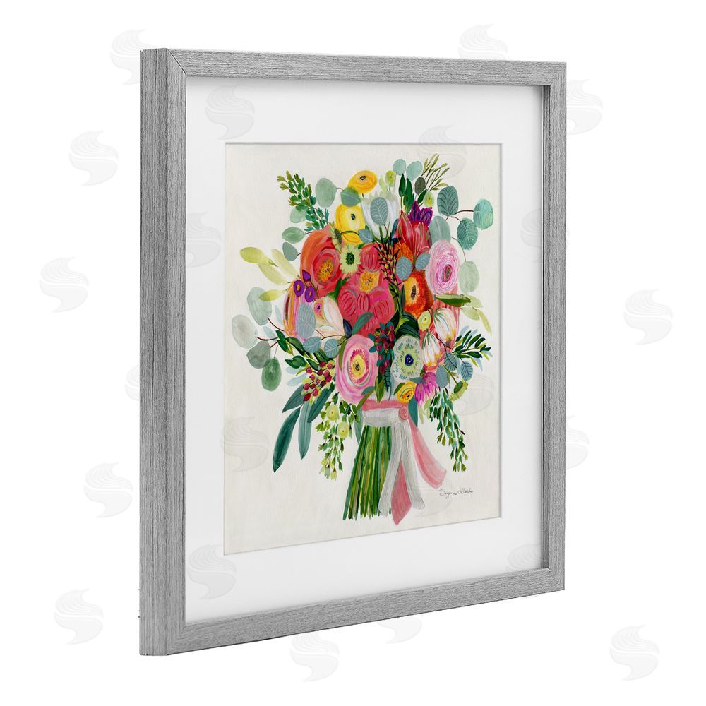 Suzanne Allard Constant Friend Bouquet Gray Framed Print Under Glass Wall Art
