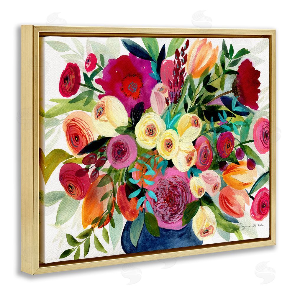 Suzanne Allard Morning Joy Bouquet Gold Floating Frame Canvas Wall Art