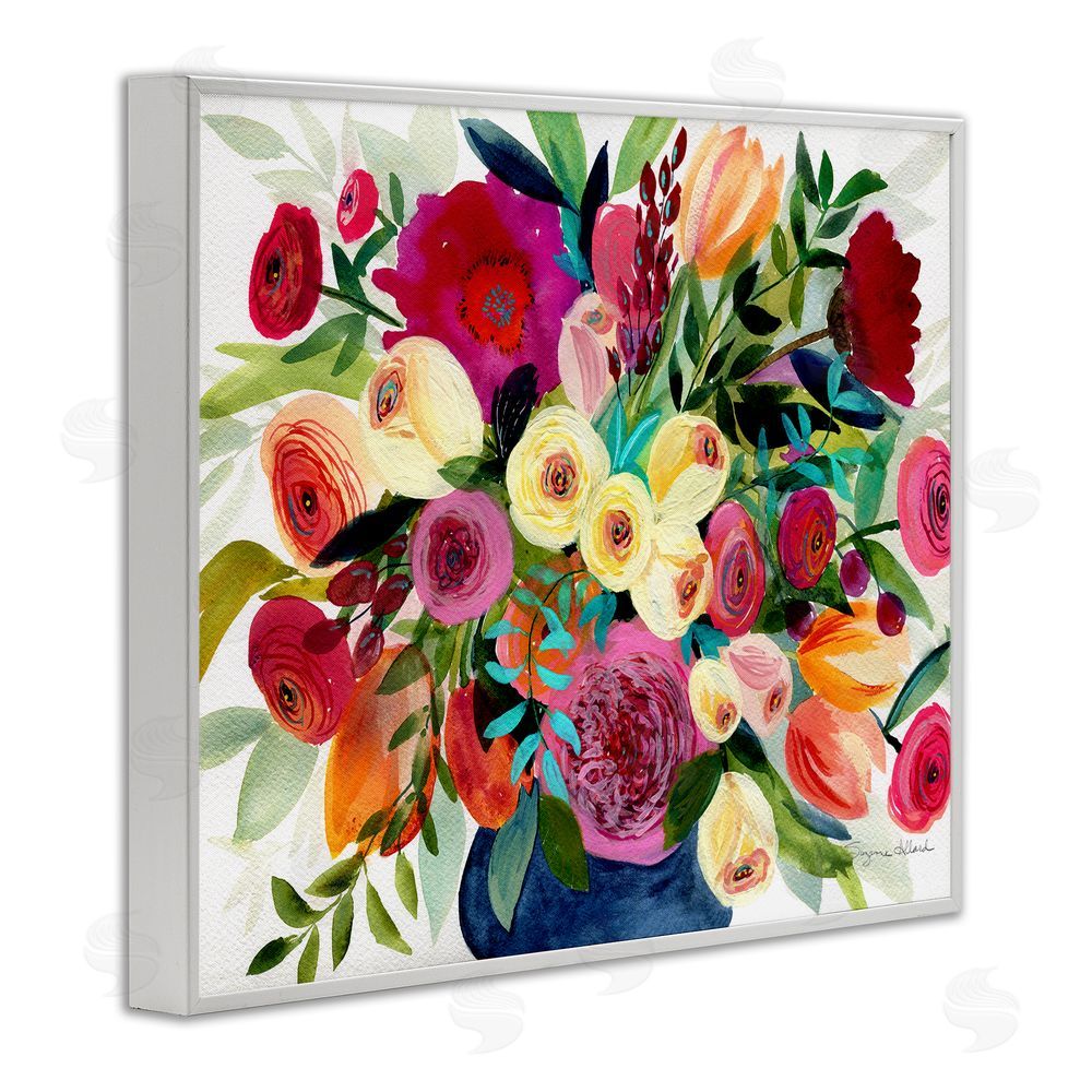 Suzanne Allard Morning Joy Bouquet White Framed Giclee Wall Art Print
