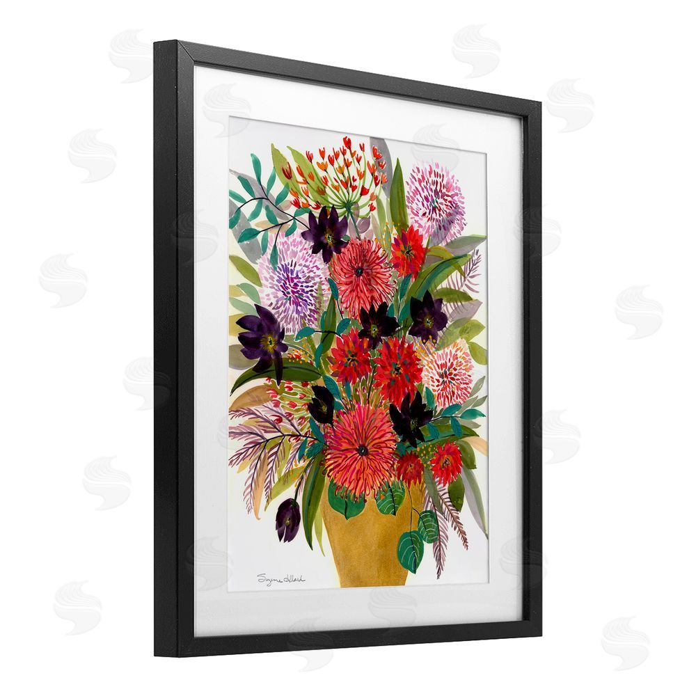 Suzanne Allard Celebration Flower Bouquet Black Framed Print Under Glass Wall Art
