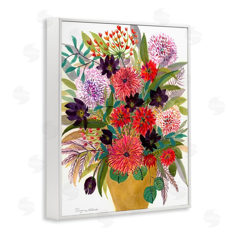 Suzanne Allard Celebration Flower Bouquet White Framed Giclee Wall Art Print