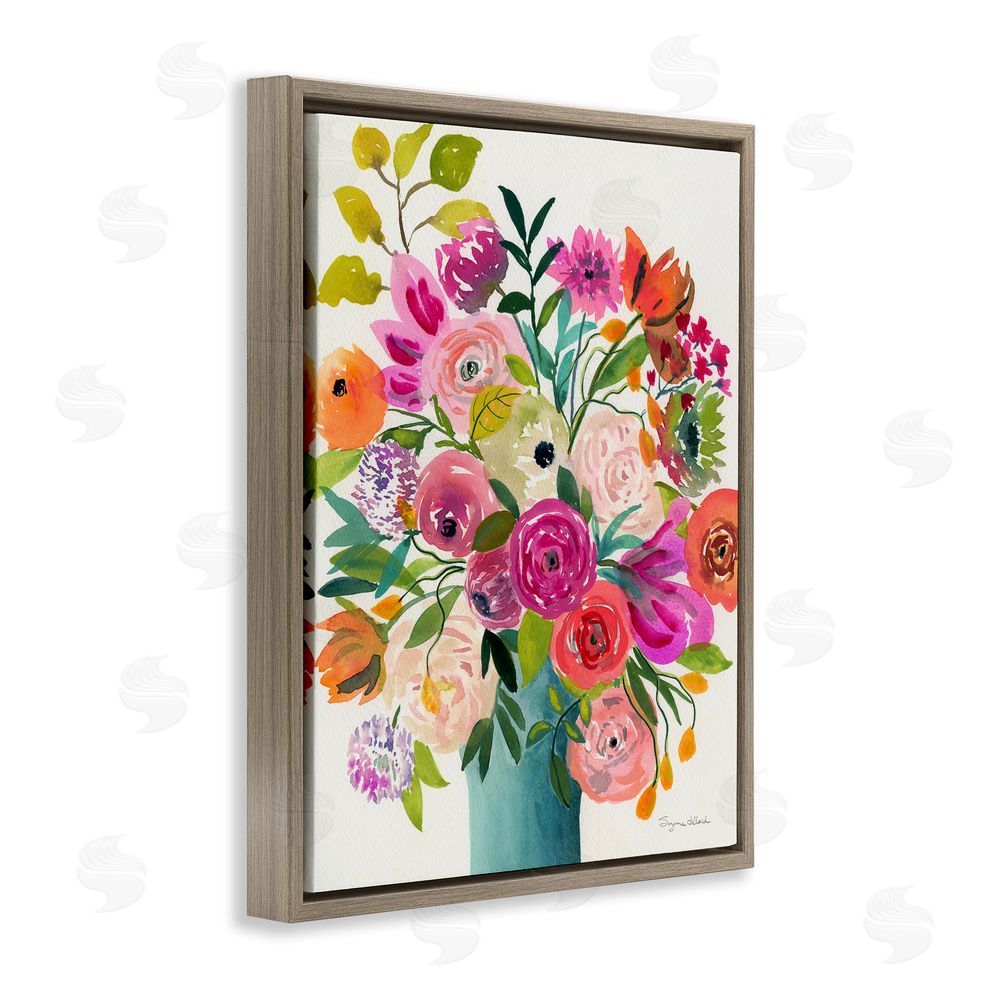 Suzanne Allard Jewel Of Summer Bouquet Brown Floating Frame Canvas Wall Art