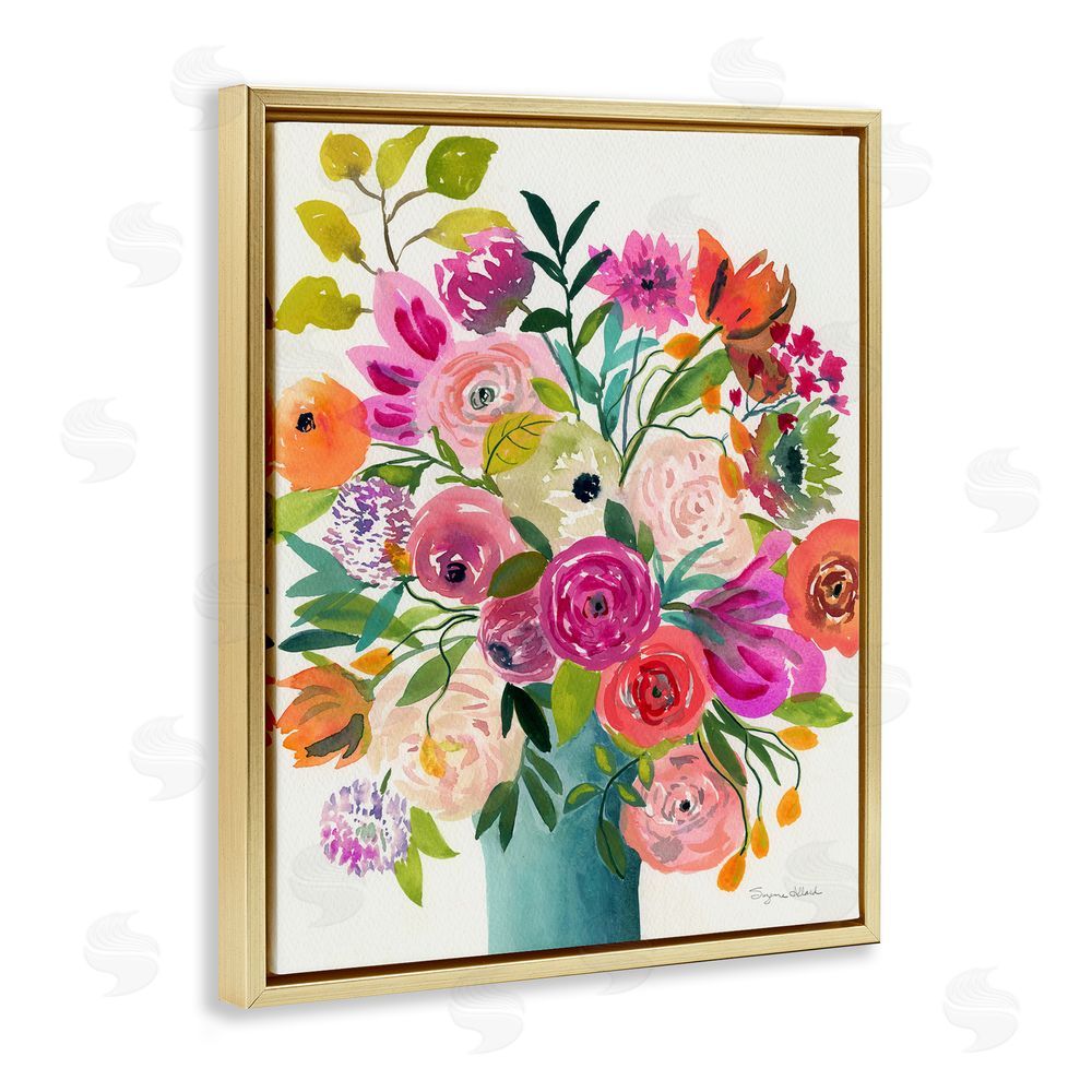 Suzanne Allard Jewel Of Summer Bouquet Gold Floating Frame Canvas Wall Art