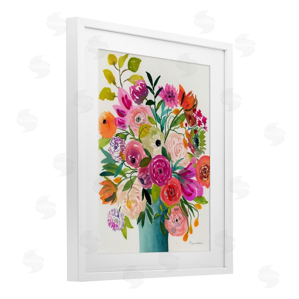 Suzanne Allard Jewel Of Summer Bouquet White Framed Print Under Glass with Mat Wall Art