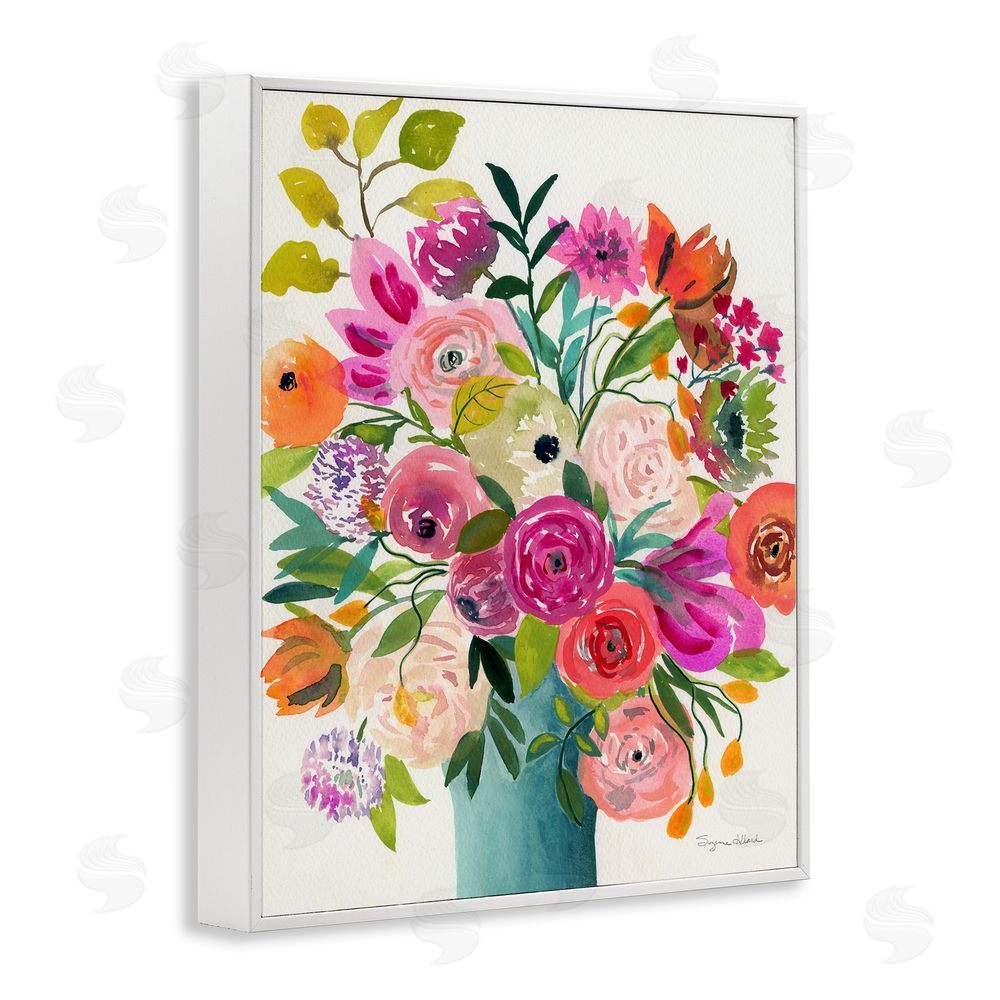 Suzanne Allard Jewel Of Summer Bouquet White Framed Giclee Wall Art Print