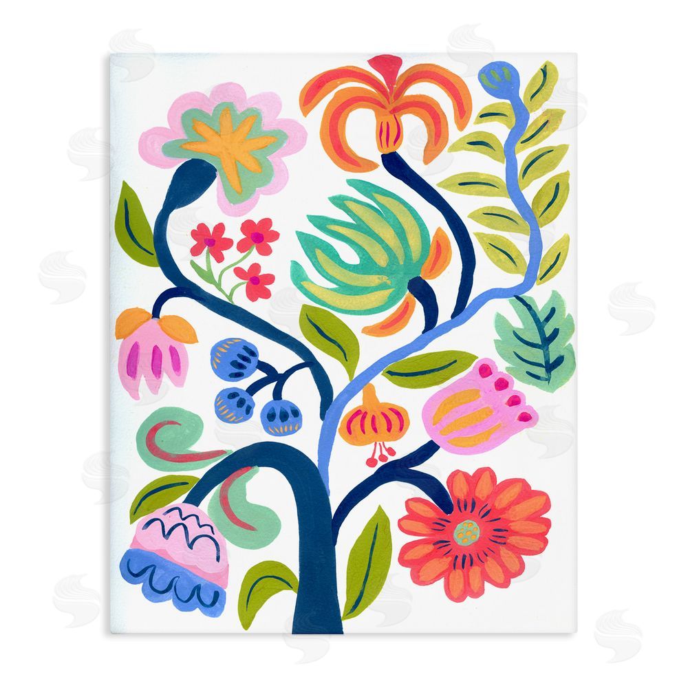 Suzanne Allard Boho Blue Tree Stretched Canvas Wall Art Print