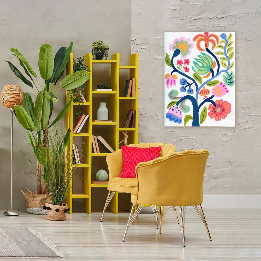 Suzanne Allard Boho Blue Tree Stretched Canvas Wall Art in Room