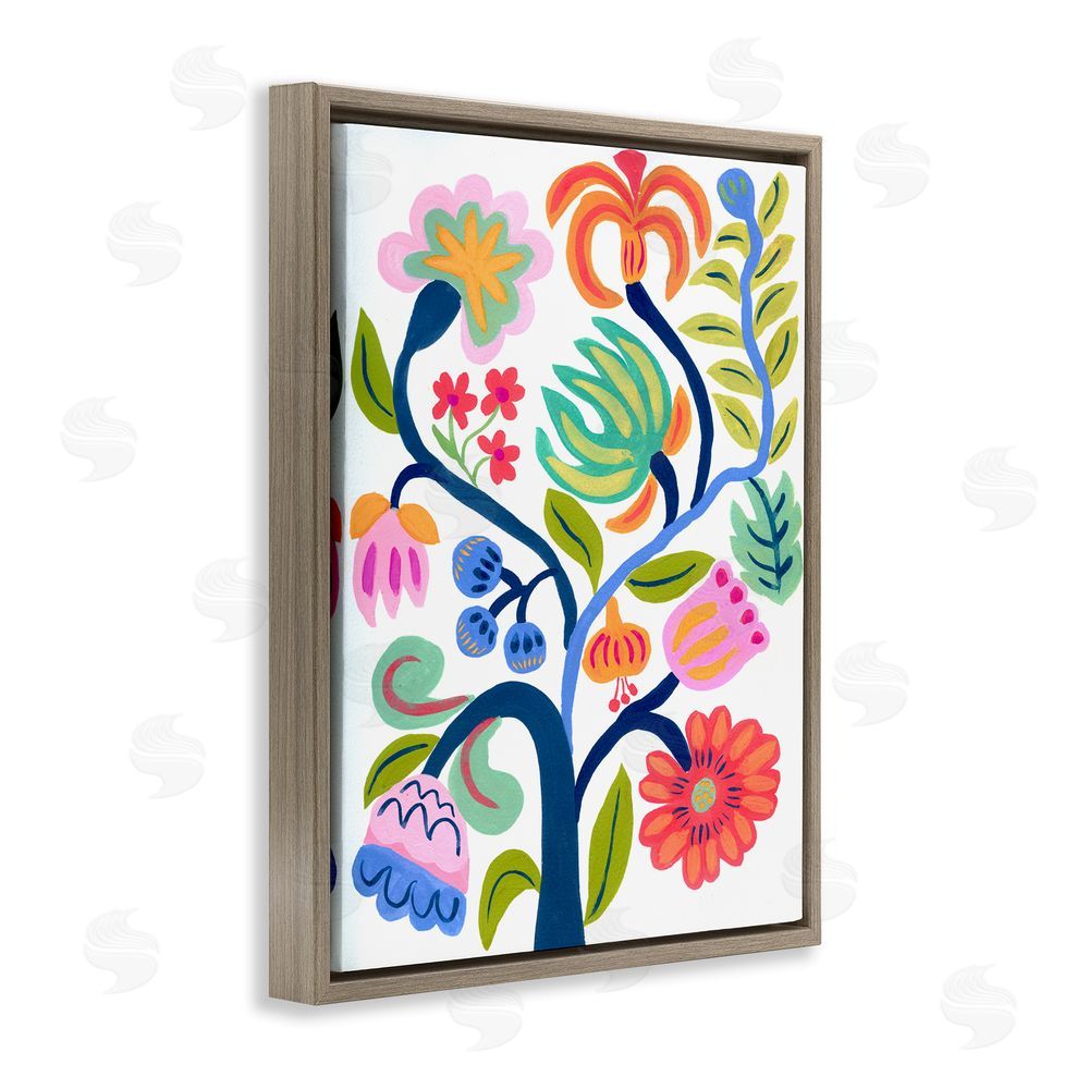Suzanne Allard Boho Blue Tree Brown Floating Frame Canvas Wall Art Print