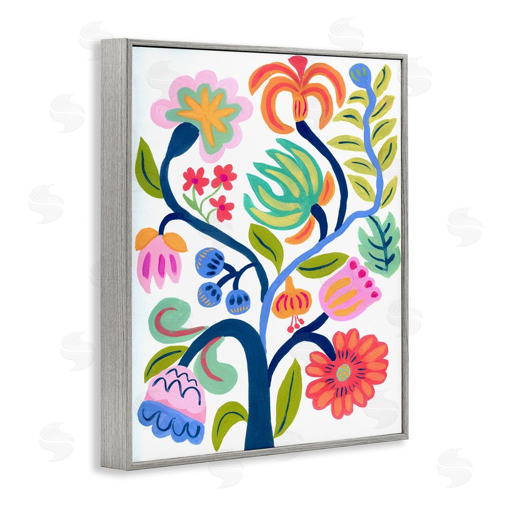 Suzanne Allard Boho Blue Tree Gray Framed Giclee Wall Art Print