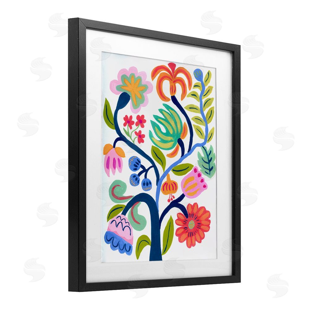 Suzanne Allard Boho Blue Tree Black Framed Print Under Glass Wall Art