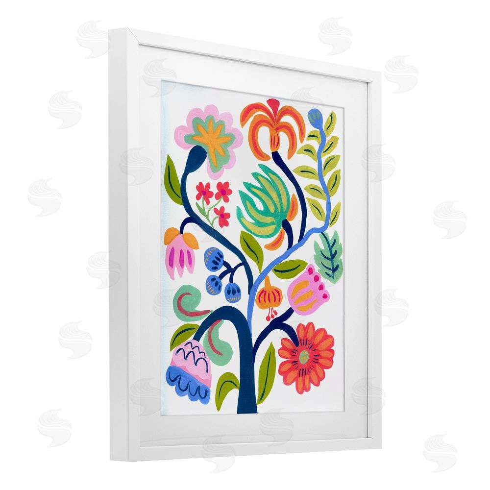 Suzanne Allard Boho Blue Tree White Framed Print Under Glass Wall Art