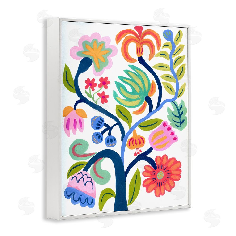 Suzanne Allard Boho Blue Tree White Framed Giclee Wall Art Print