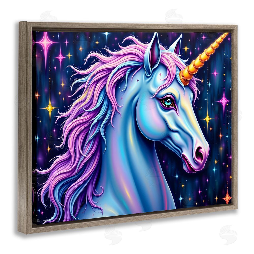 Tabz Jones Star Dancer Unicorn Brown Floating Frame Canvas Wall Art Print