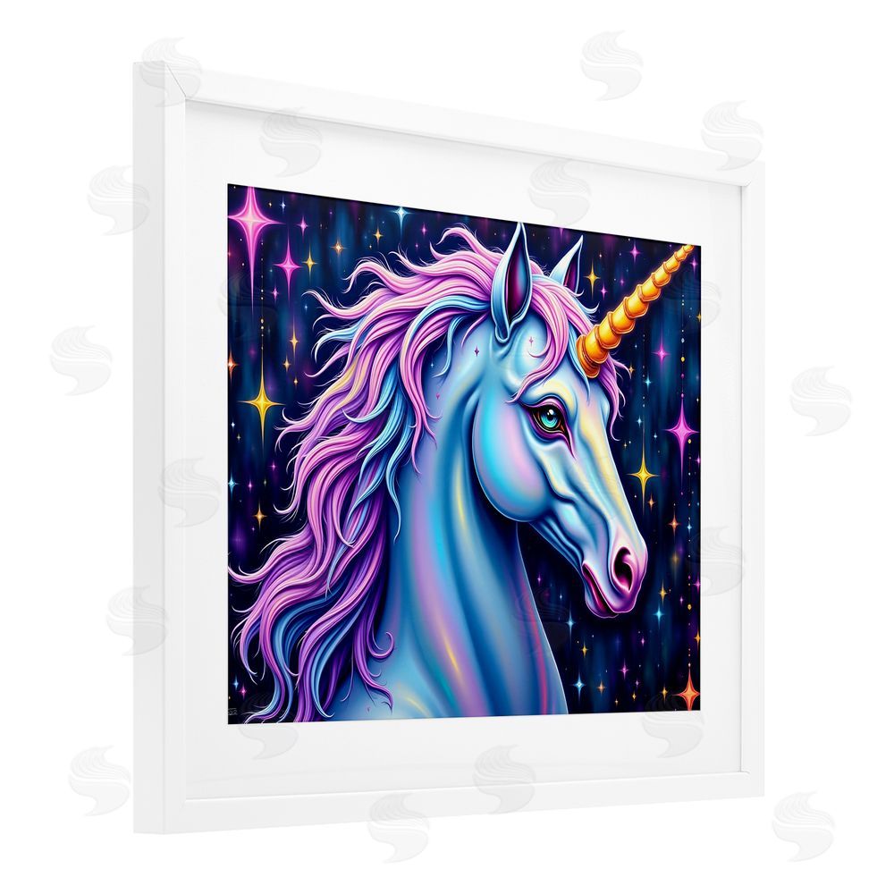 Tabz Jones Star Dancer Unicorn White Framed Print Under Glass Wall Art