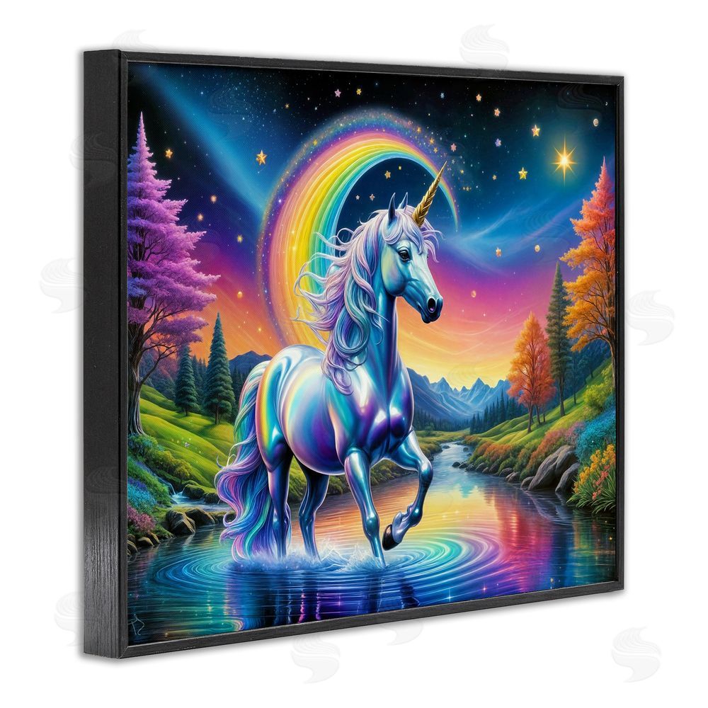 Tabz Jones Rainbow Prism Unicorn Black Framed Giclee Wall Art Print