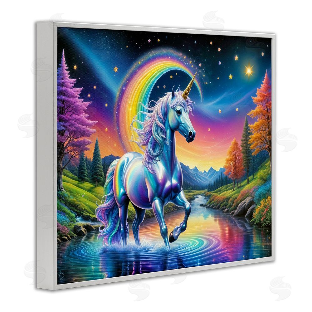 Tabz Jones Rainbow Prism Unicorn White Framed Giclee Wall Art Print