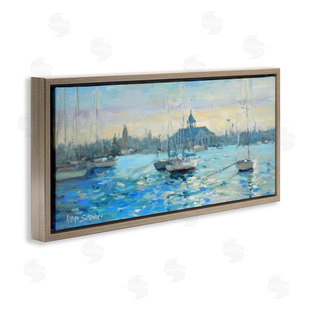 Allayn Stevens Sunday On The Water Brown Floating Frame Canvas Wall Art Print