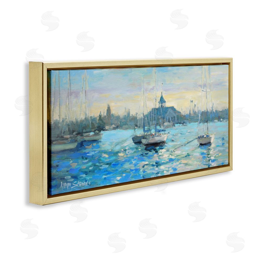 Allayn Stevens Sunday On The Water Gold Floating Frame Canvas Wall Art Print