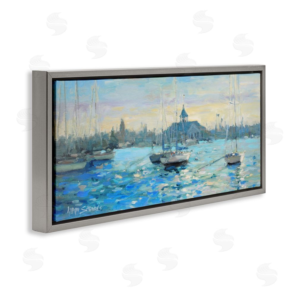 Allayn Stevens Sunday On The Water Gray Floating Frame Canvas Wall Art Print
