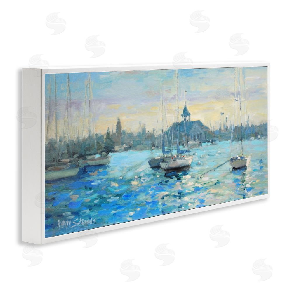 Allayn Stevens Sunday On The Water White Framed Giclee Wall Art Print