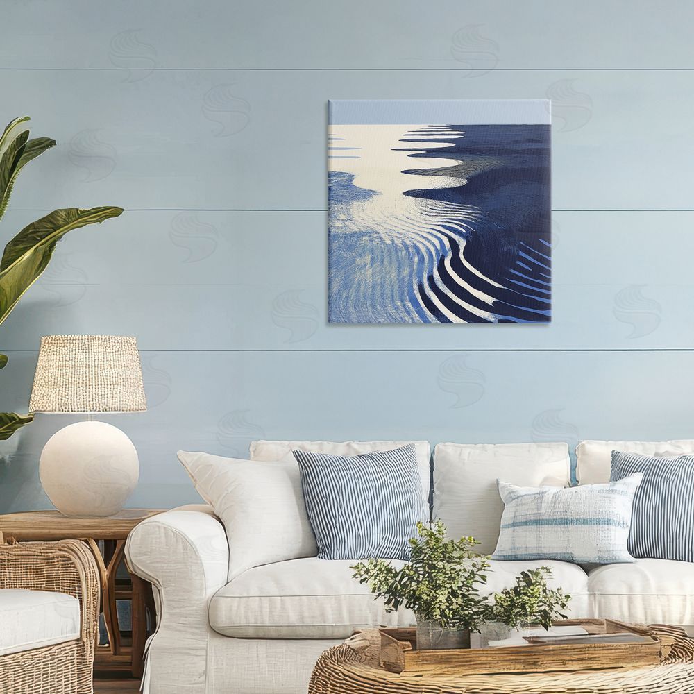 Walker Noble Abstract Cobalt Ripples Stretched Canvas Wall Art in Room