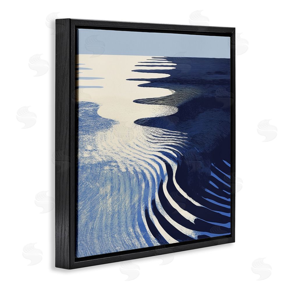 Walker Noble Abstract Cobalt Ripples Black Floating Frame Canvas Wall Art Print