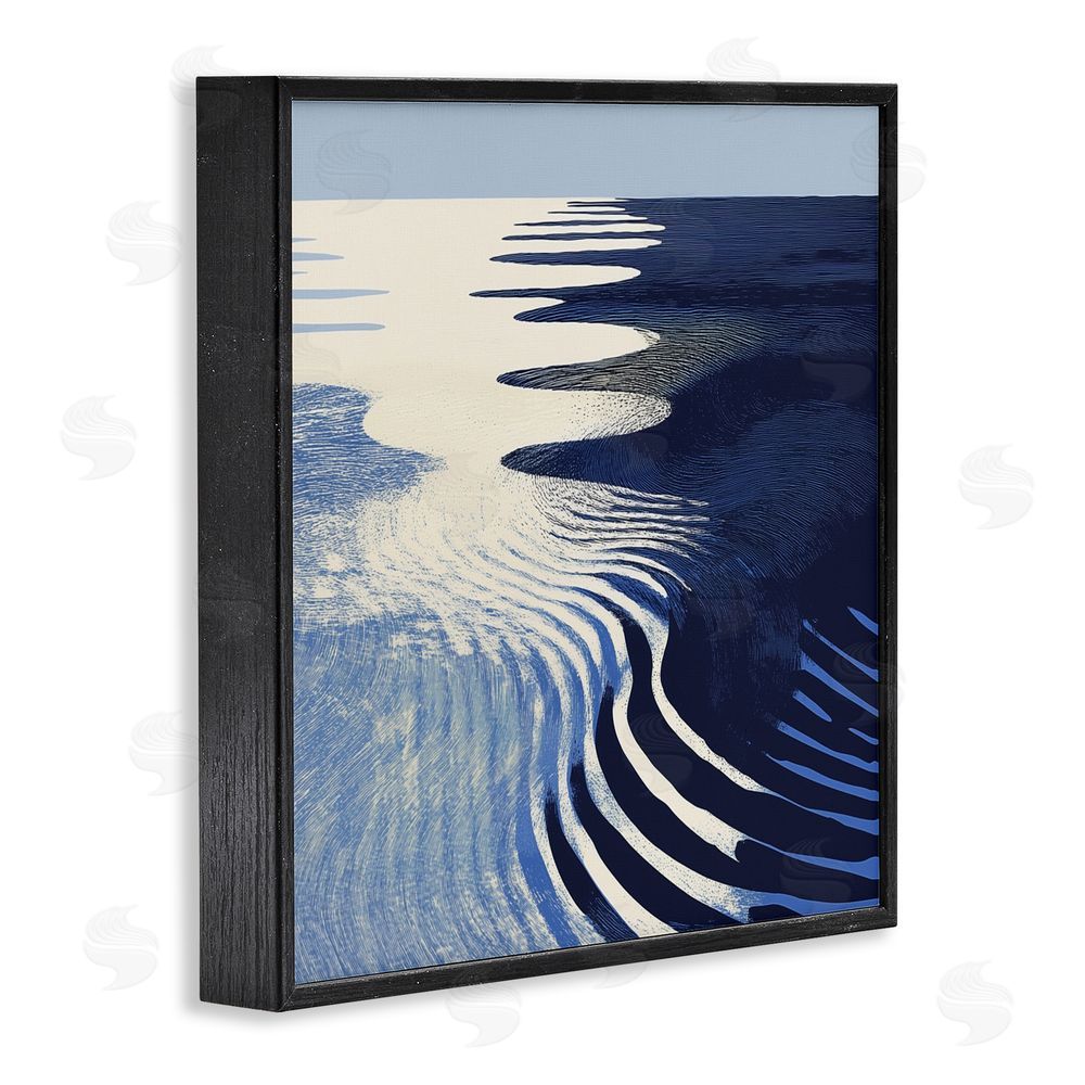 Walker Noble Abstract Cobalt Ripples Black Framed Giclee Wall Art Print