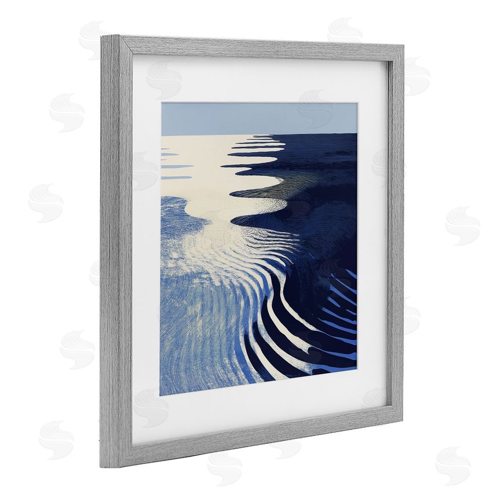 Walker Noble Abstract Cobalt Ripples Gray Framed Print Under Glass Wall Art