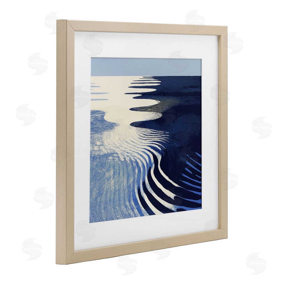 Walker Noble Abstract Cobalt Ripples Birch Framed Print Under Glass Wall Art