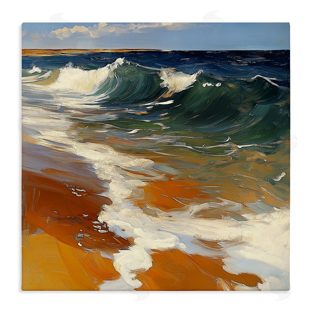 Walker Noble Glassy Ocean Waves Break Stretched Canvas Wall Art