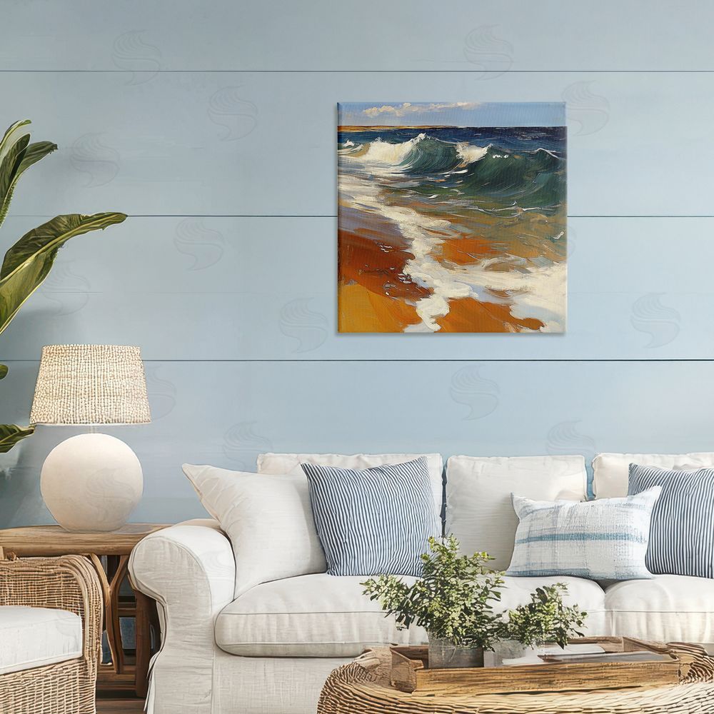 Walker Noble Glassy Ocean Waves Break Stretched Canvas Wall Art in Room