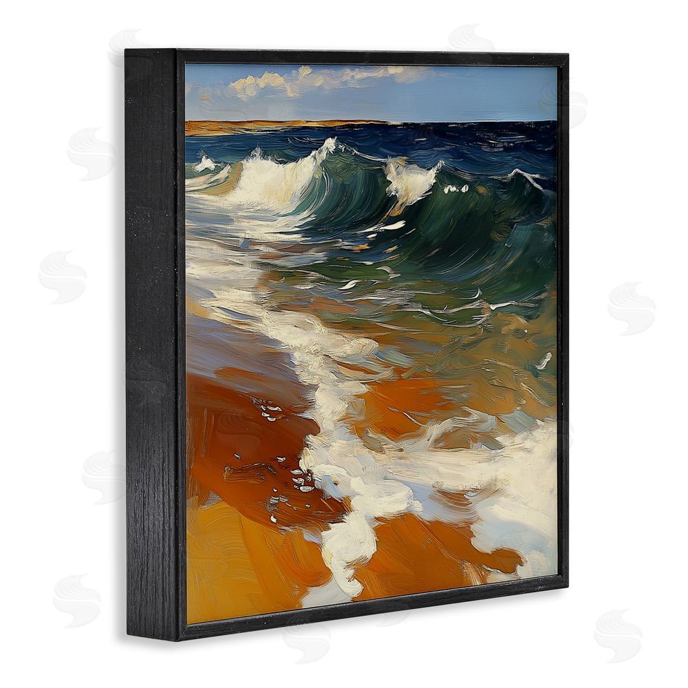 Walker Noble Glassy Ocean Waves Break Blacked Framed Giclee Wall Art Print