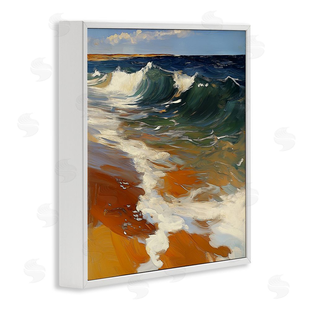 Walker Noble Glassy Ocean Waves Break White Framed Giclee Wall Art Print