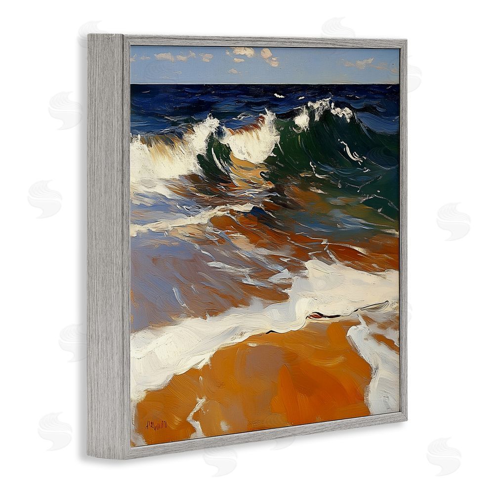 Walker Noble Glassy Wave Break Gray Framed Giclee Wall Art Print